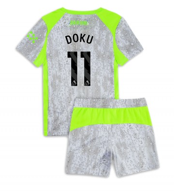 Manchester City Jeremy Doku #11 Tredjetrøje Børn 2025-26 Kortærmet (+ Korte bukser)